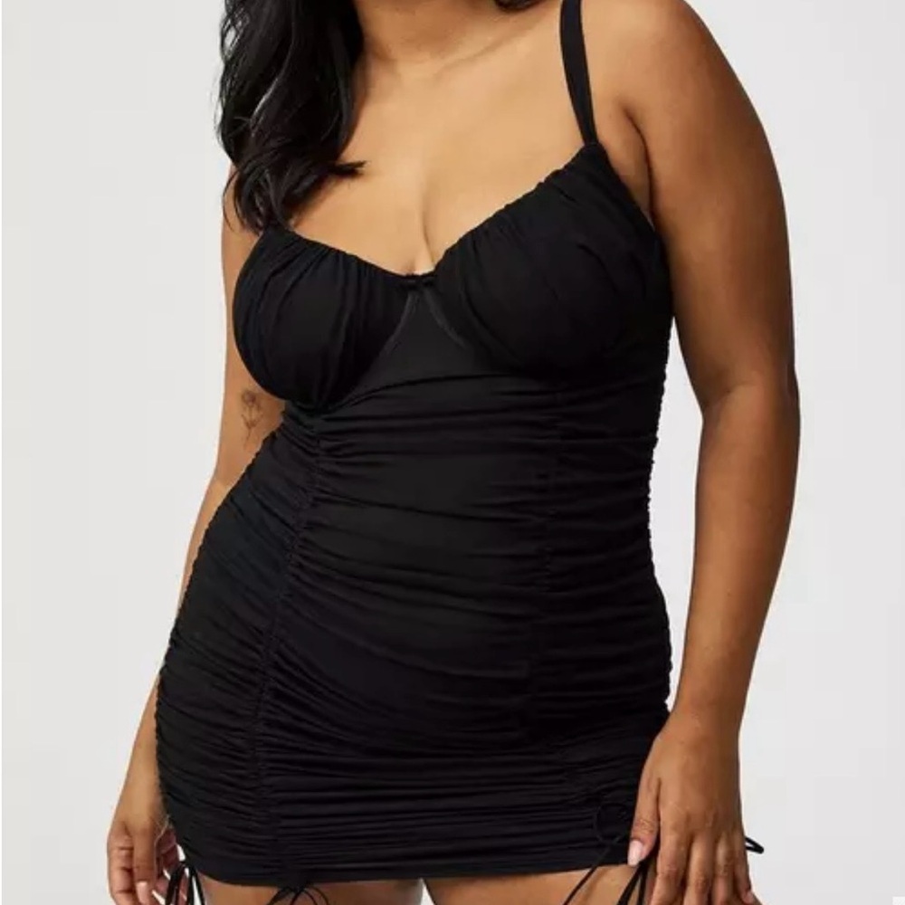 Torrid Black Ruched Mesh Chemise Plus Size 3X